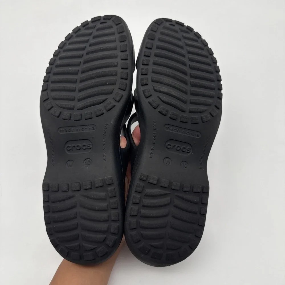 Crocs Meleen Slip On Slide Sandals Black Women's 10 Outdoor Comfort Beach